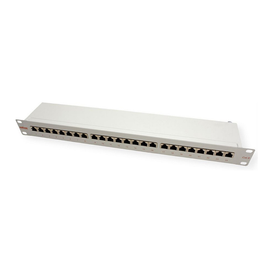 ROLINE Kat.6 Class E 48.26cm 19Zoll-Patchpanel 24P geschirmt grau