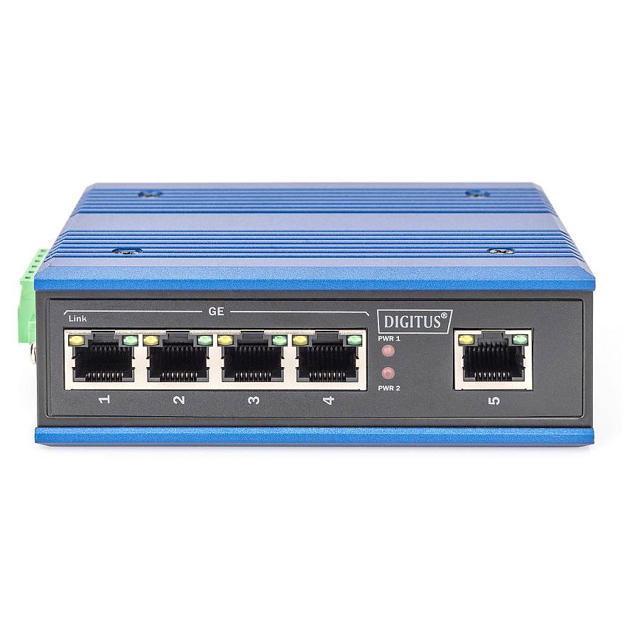 DIGITUS 5-Port Gigabit Industrie Switch Unmanaged + 1 RJ45 Uplink