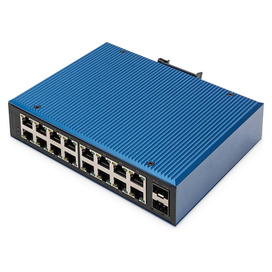 DIGITUS 16-Port Gigabit Industrie Switch Unmanaged + 2 SFP Uplink