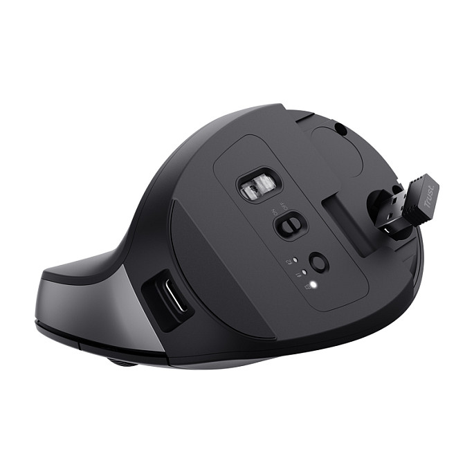 Trust Bayo+ Kabellose Ergonomische Mouse Bluetooth und 2.4G-USB-Mikroempfänger. Auflösung 2.400 dpi