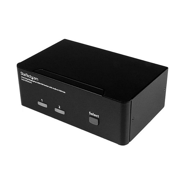 STARTECH.COM DisplayPort KVM Switch - 2 Port - Dual-Display - 4k 60hz - USB Hub - Audio and Microphone