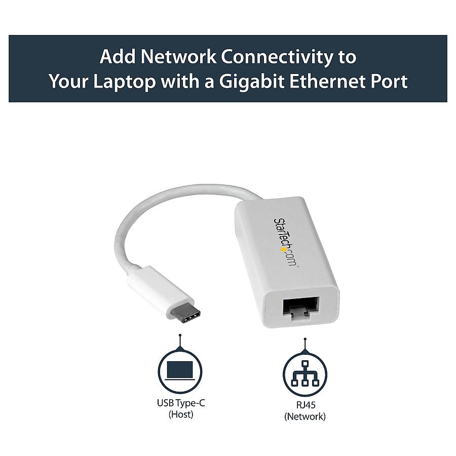 StarTech US1GC30W USB 3.0 Type C to Gigabit Ethernet Adapter White