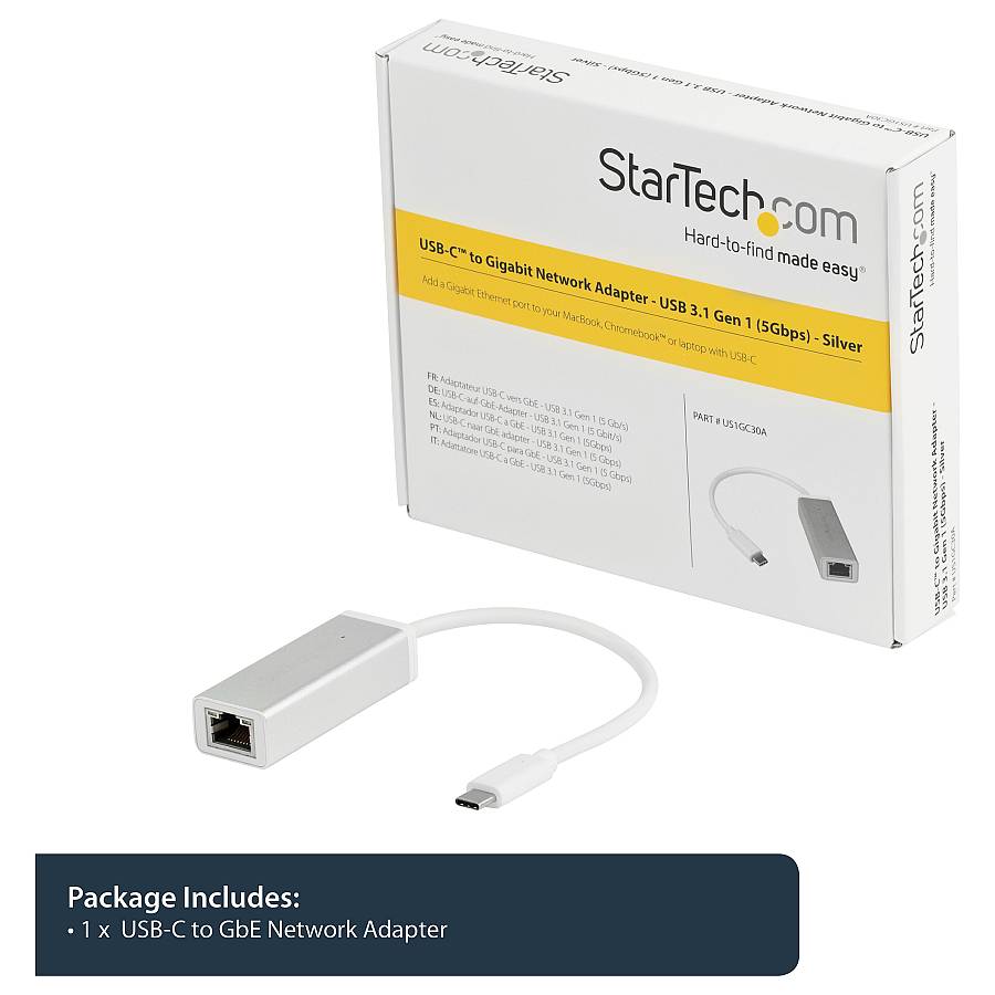 StarTech USB-C auf Gigabit Netzwerk Adapter - USB Type-C Ethernet Konverter mit Aluminium Gehuse - Silber