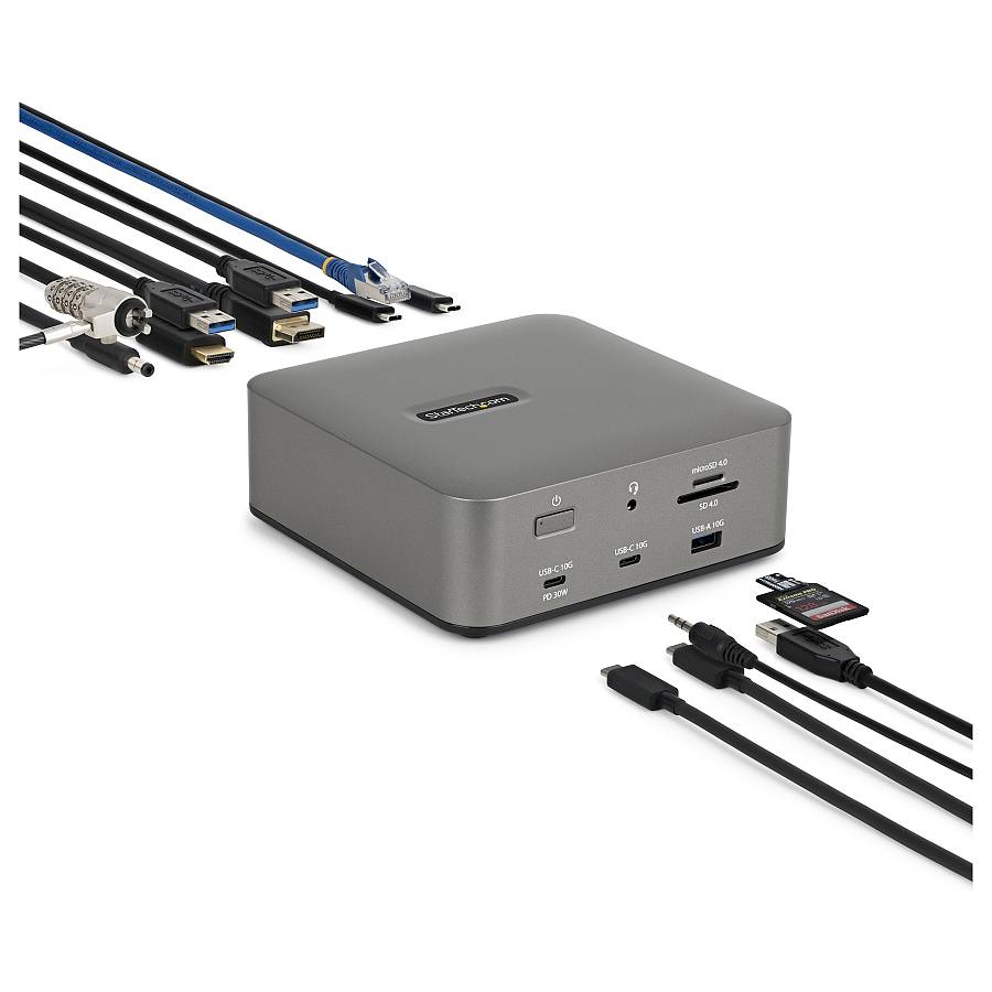 StarTech Thunderbolt 5 Dockingstation DP und HDMI 3-Monitor Dock bis 4K 144Hz oder Dual 8K 60Hz 5x USB-Ports 140W Laptop-Ladung