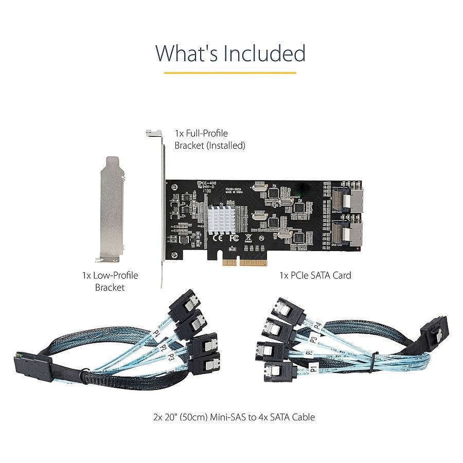 STARTECH.COM SATA PCIe Controller 8 Port - 6Gbit/s SATA PCIe Schnittstellenkarte - PCIe x4 Gen2 zu SATA III - SATA HDD/SSD