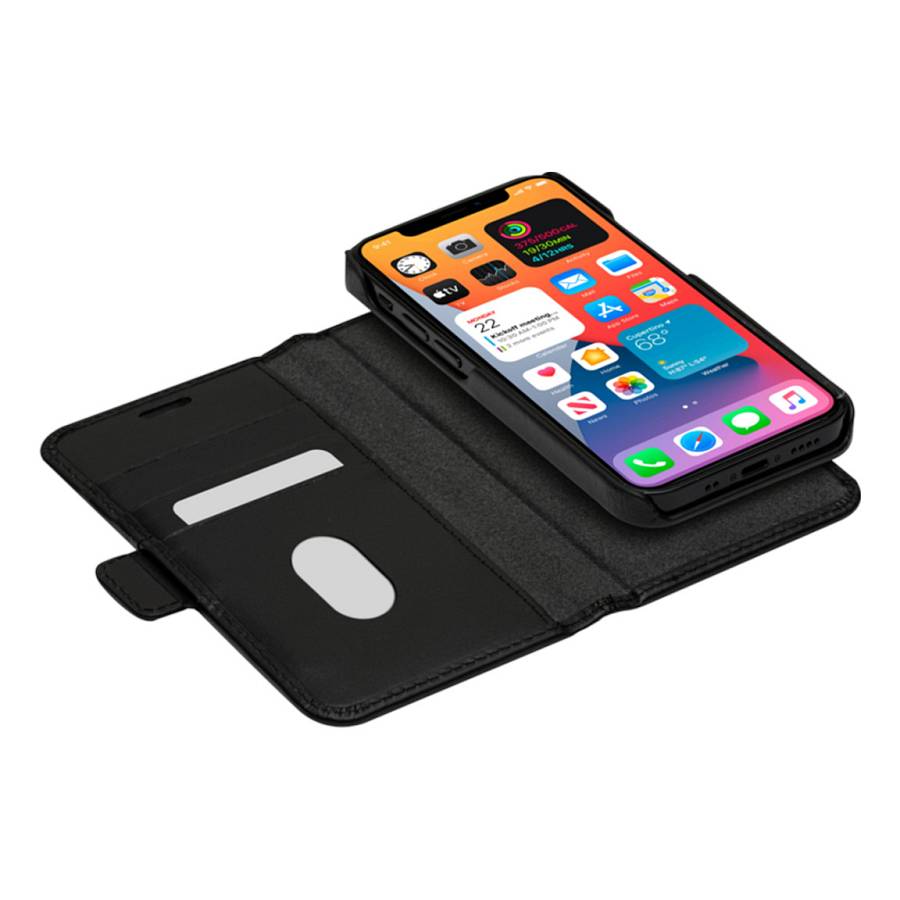 dbramante1928 Lynge - Flip-Hlle fr Mobiltelefon - genarbtes Leder - Schwarz - fr Apple iPhone 12 mini