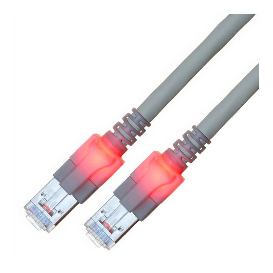 EasyLan DualBoot LED Patchkabel RJ45 S/FTP Cat.6 (Class E). mit saCon Stecker. LSOH. grau. 2.5 m