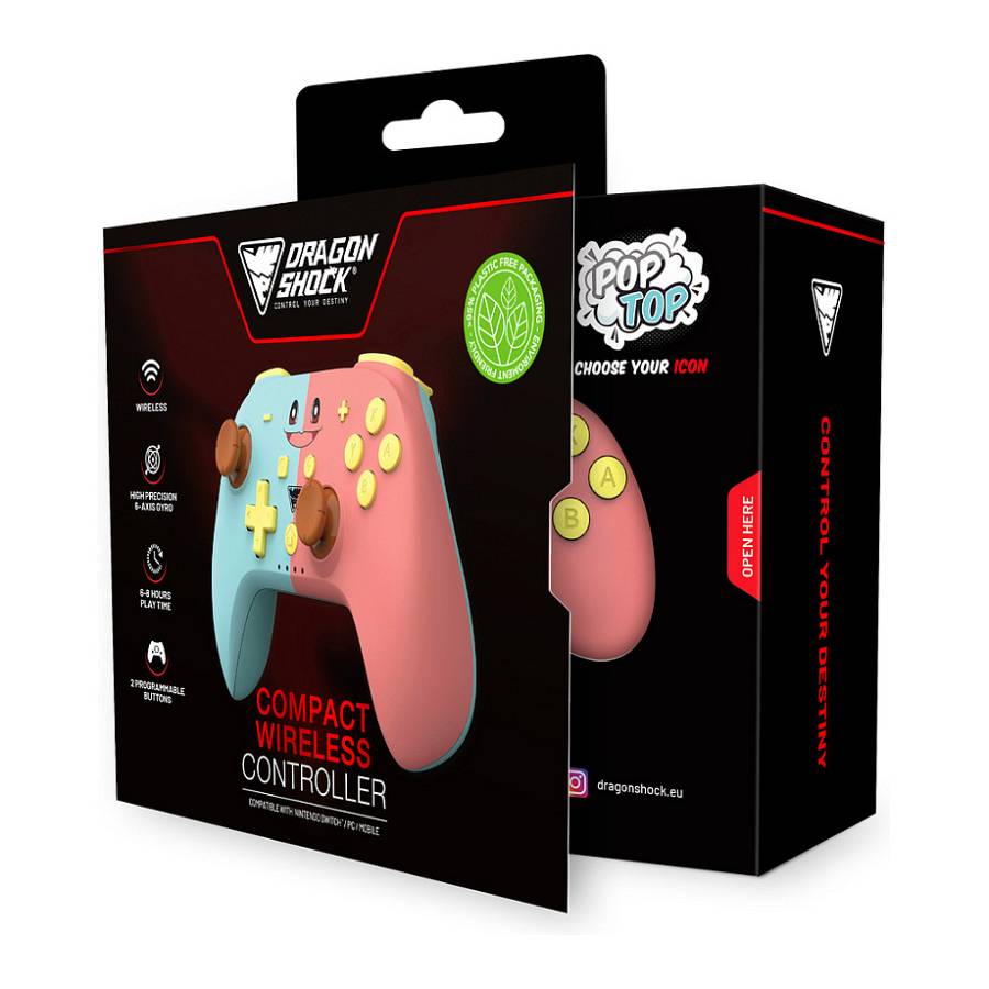 Dragonshock Controller Poptop Wireless Cubes pink blu switch